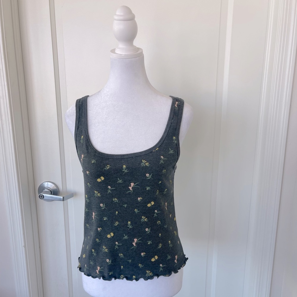 Wildfox Floral Women’s Tank Top Floral Gray Size Large